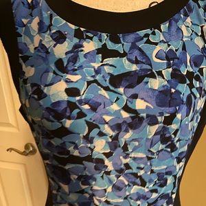 Tri-colored cotton/spandex midi straight dress